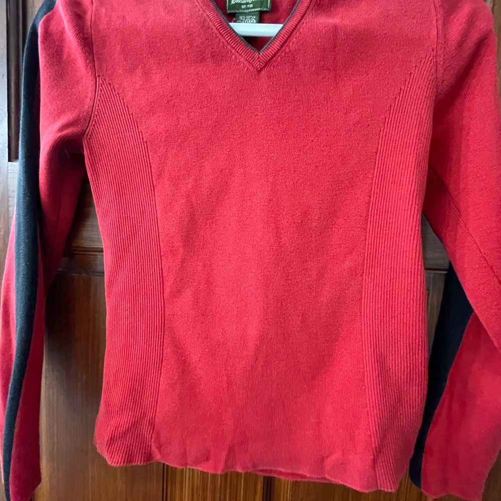 Red V-Neck Women's Sweater